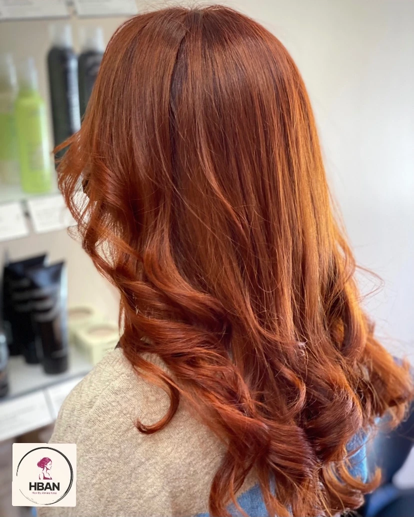 Picture of red wavy hair of a woman