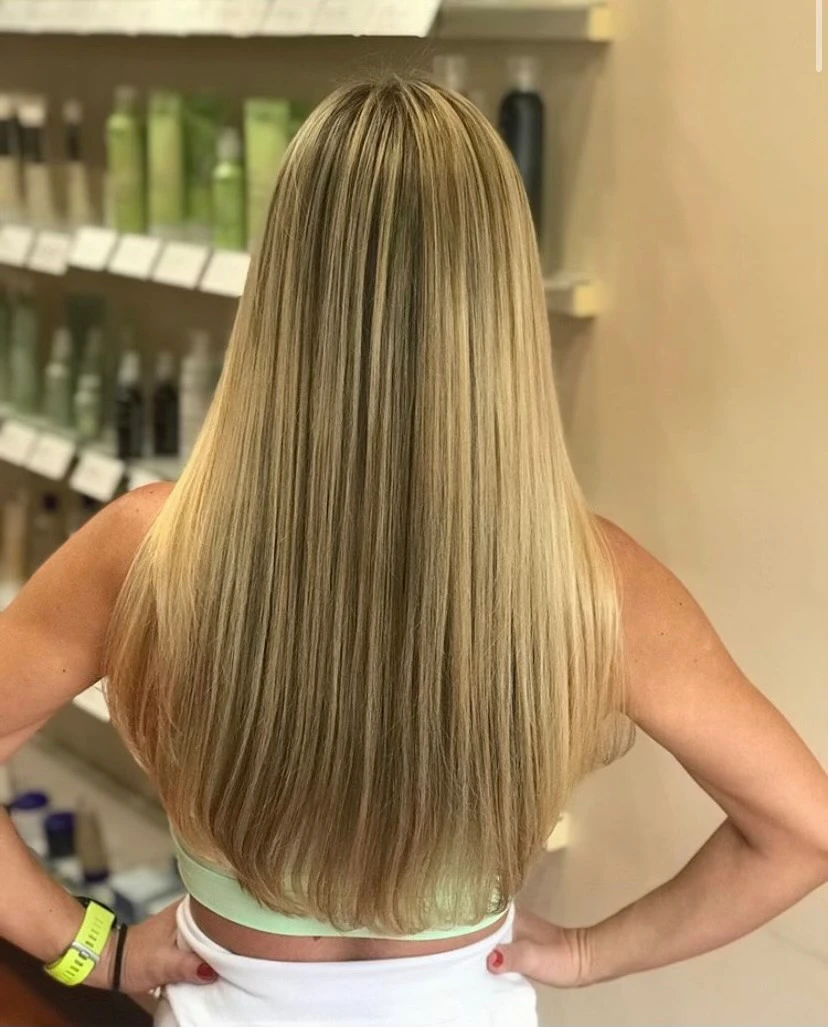 straight silky hair of a woman